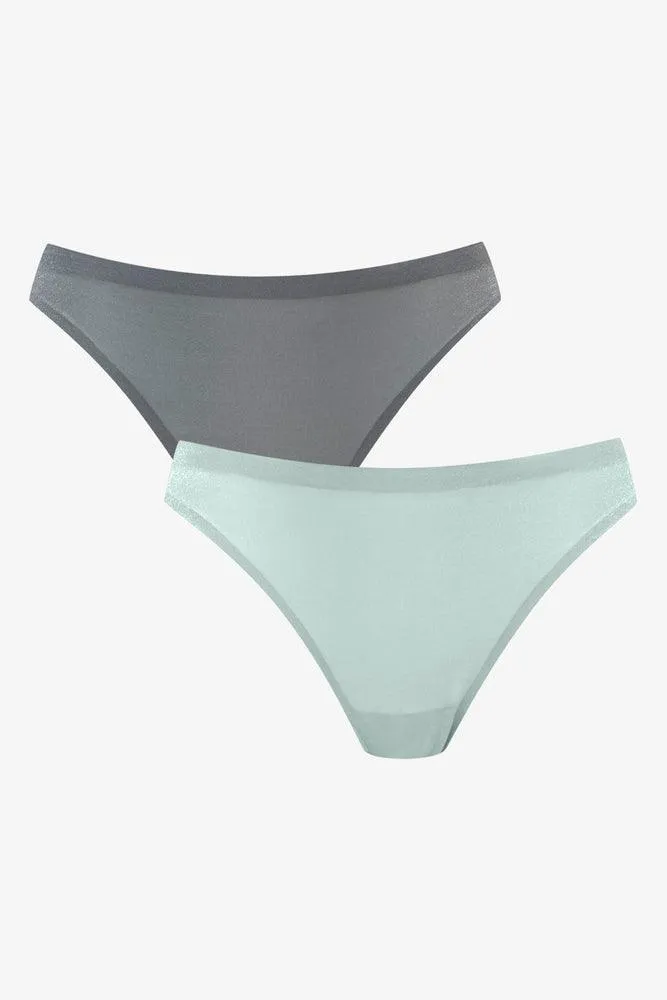 2Pack Bonded Thong Light Green And Grey