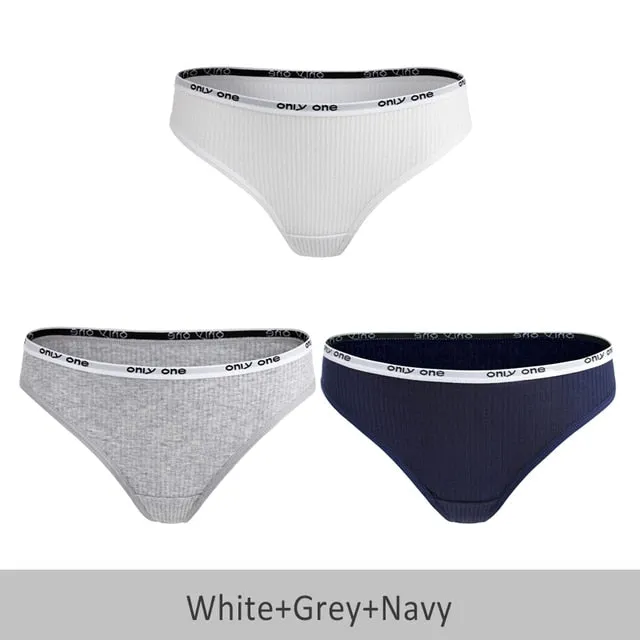 3 Pack Cotton Mix Thong Sports  Underwear Hot Panties Comfortable Seamless G-String Low Rise Underpants Lingerie Briefs