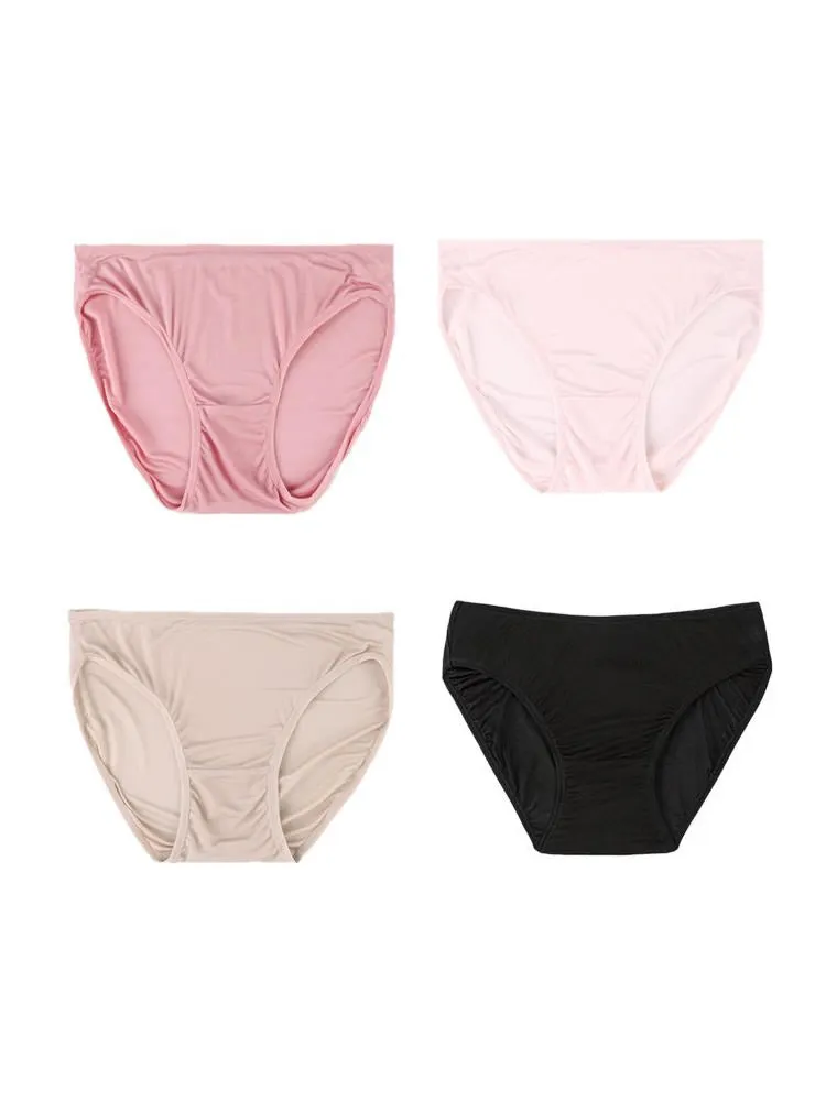 4Pcs Comfortable Mulberry Silk Kitted Panties (Bra NOT Included)