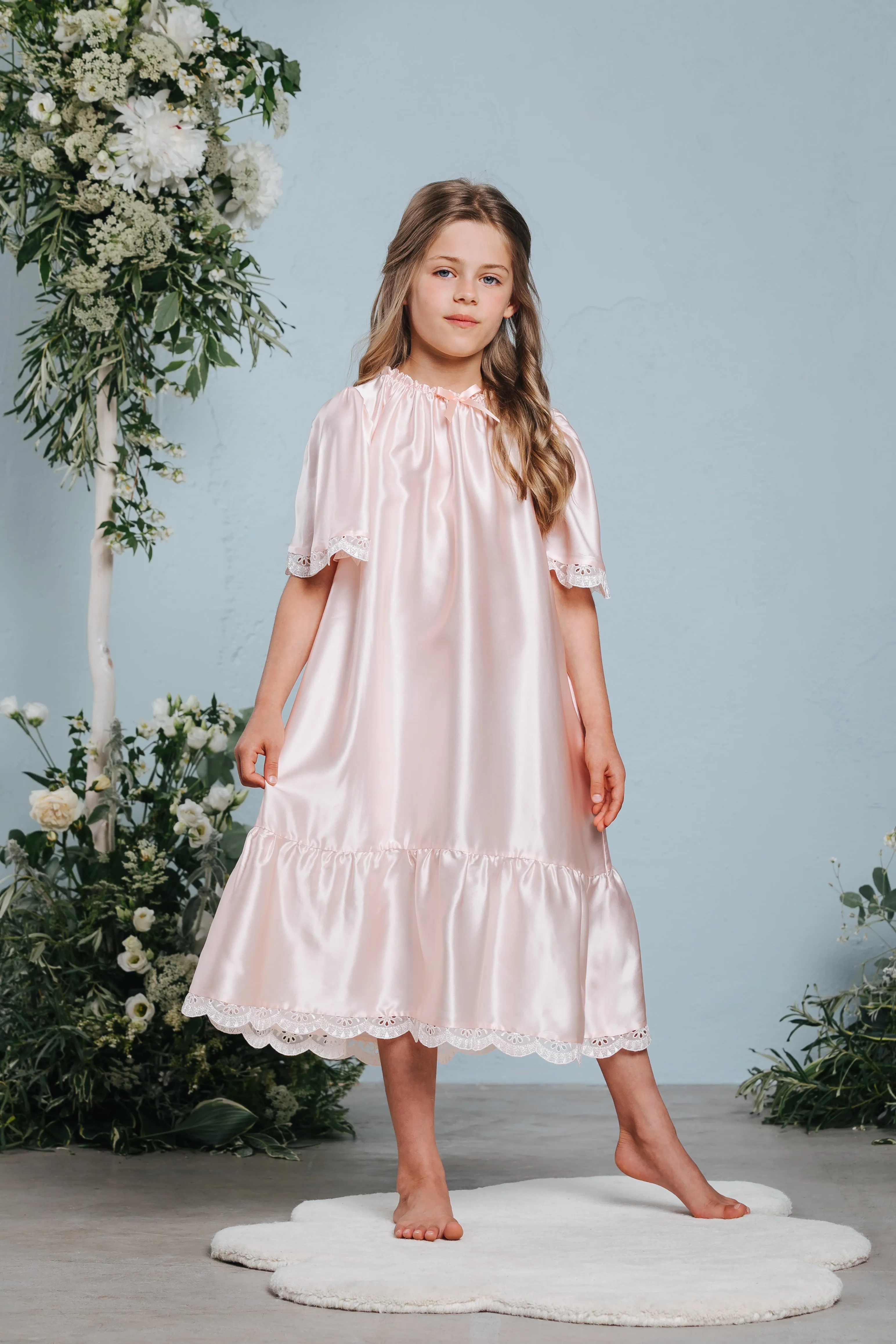 AGELEA GIRLS’ SILK NIGHTDRESS