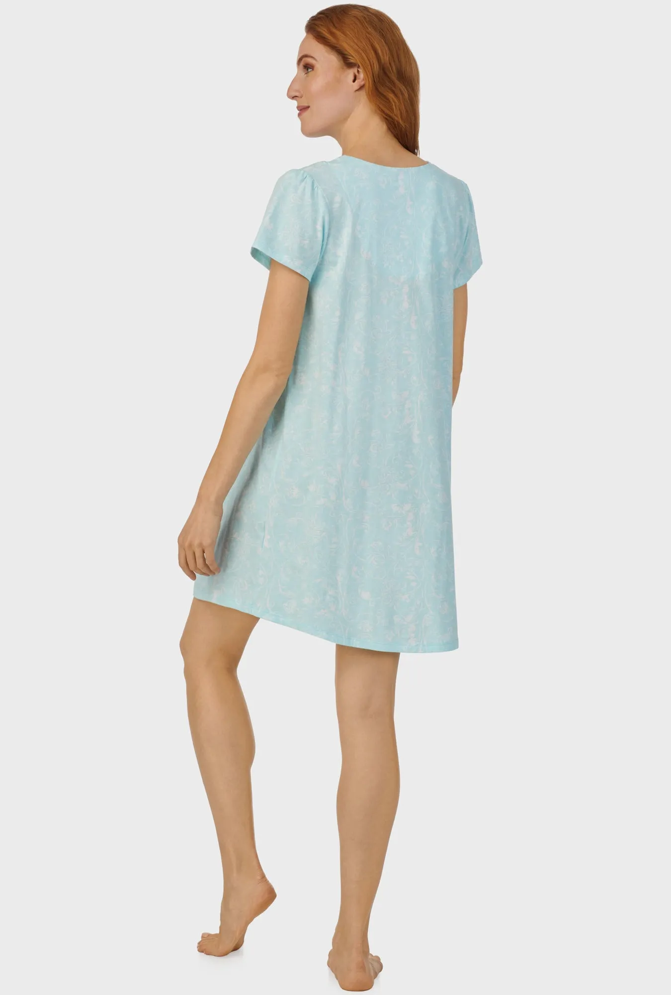 Aqua Scroll Cap Sleeve Nightshirt