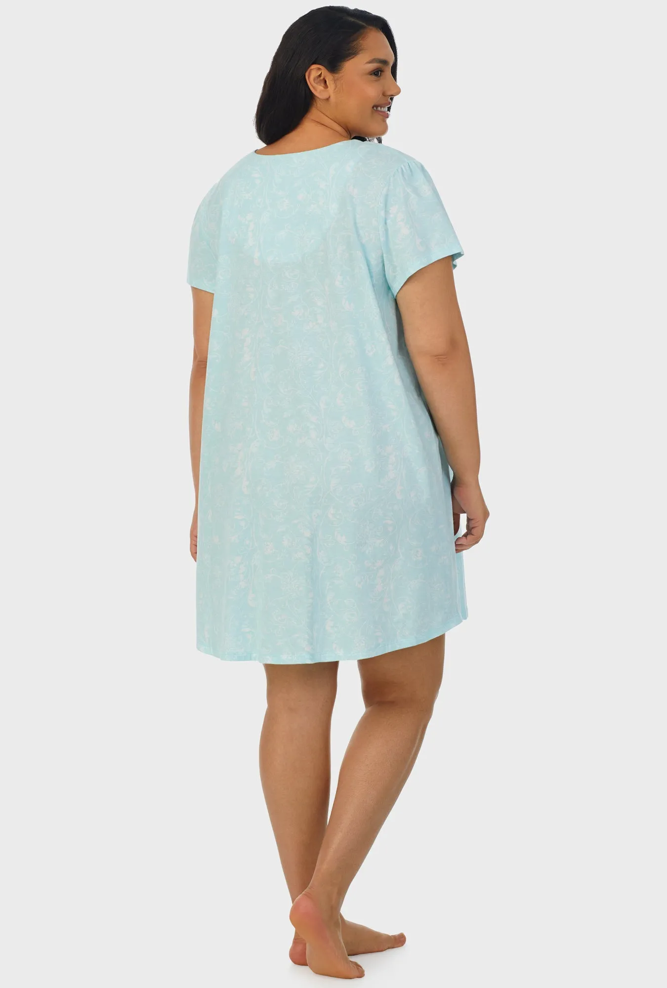 Aqua Scroll Cap Sleeve Nightshirt