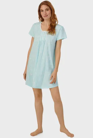 Aqua Scroll Cap Sleeve Nightshirt