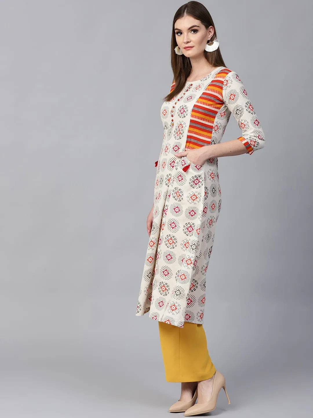 Chic Print Side Pocket Kurta