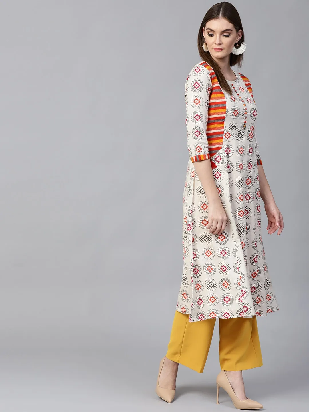 Chic Print Side Pocket Kurta