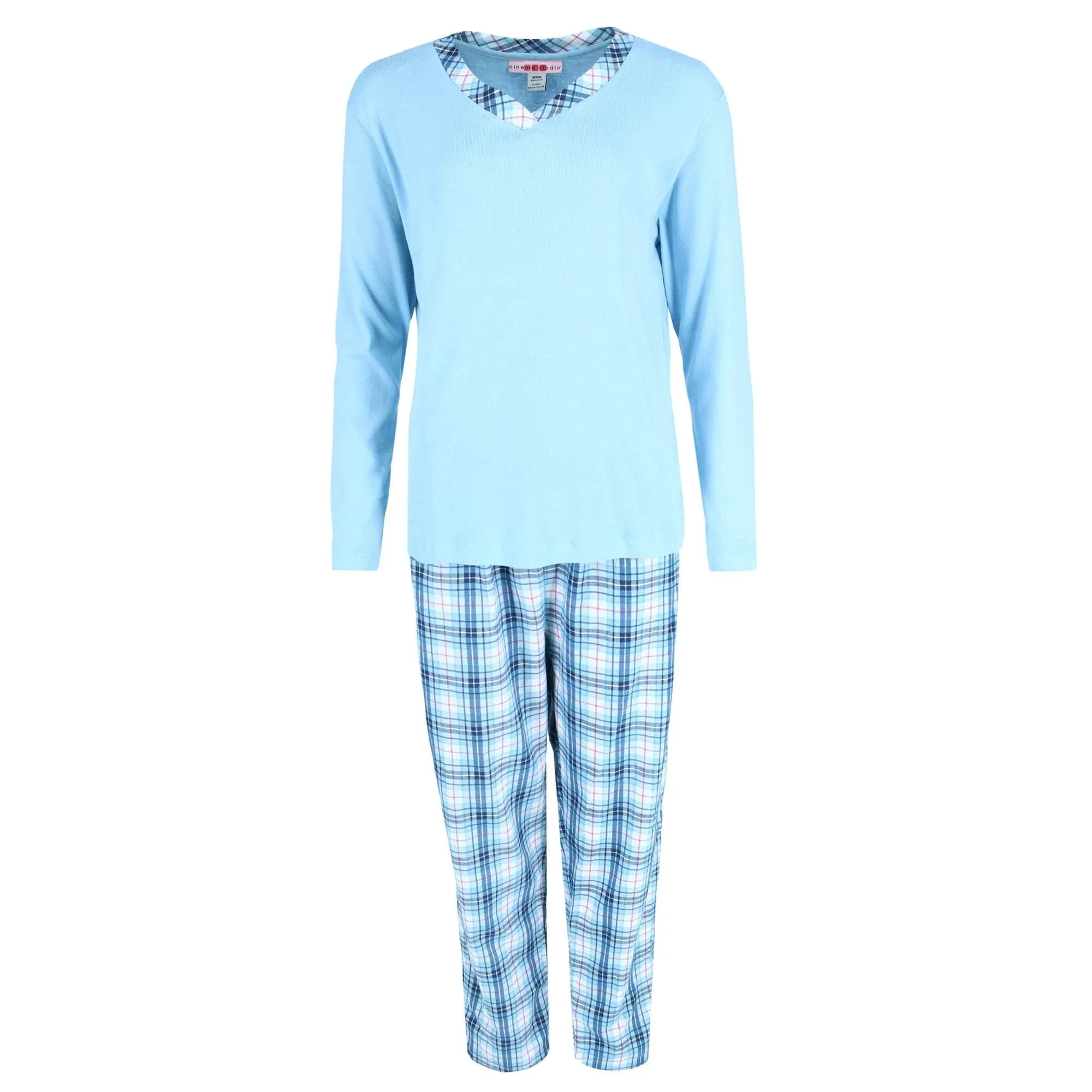 Cinema Studio Women's Plus Size Flannel Long Pajama Set