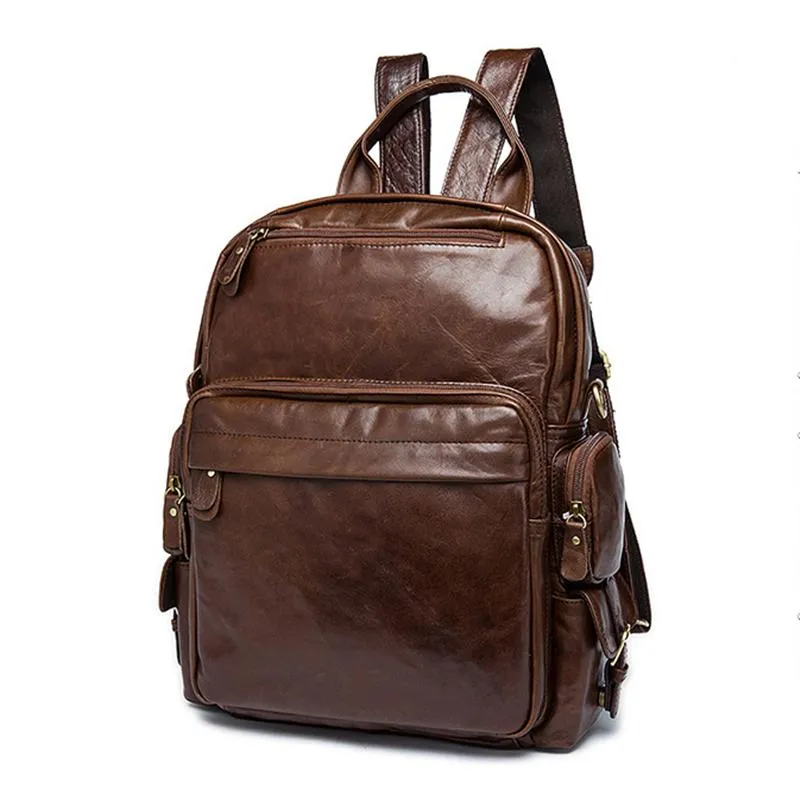 Classic Leather Casual Vintge Backpacks WIth Large Capacity