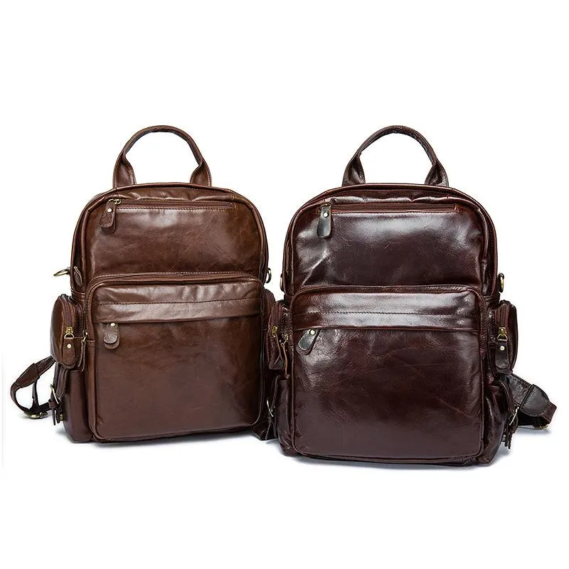 Classic Leather Casual Vintge Backpacks WIth Large Capacity