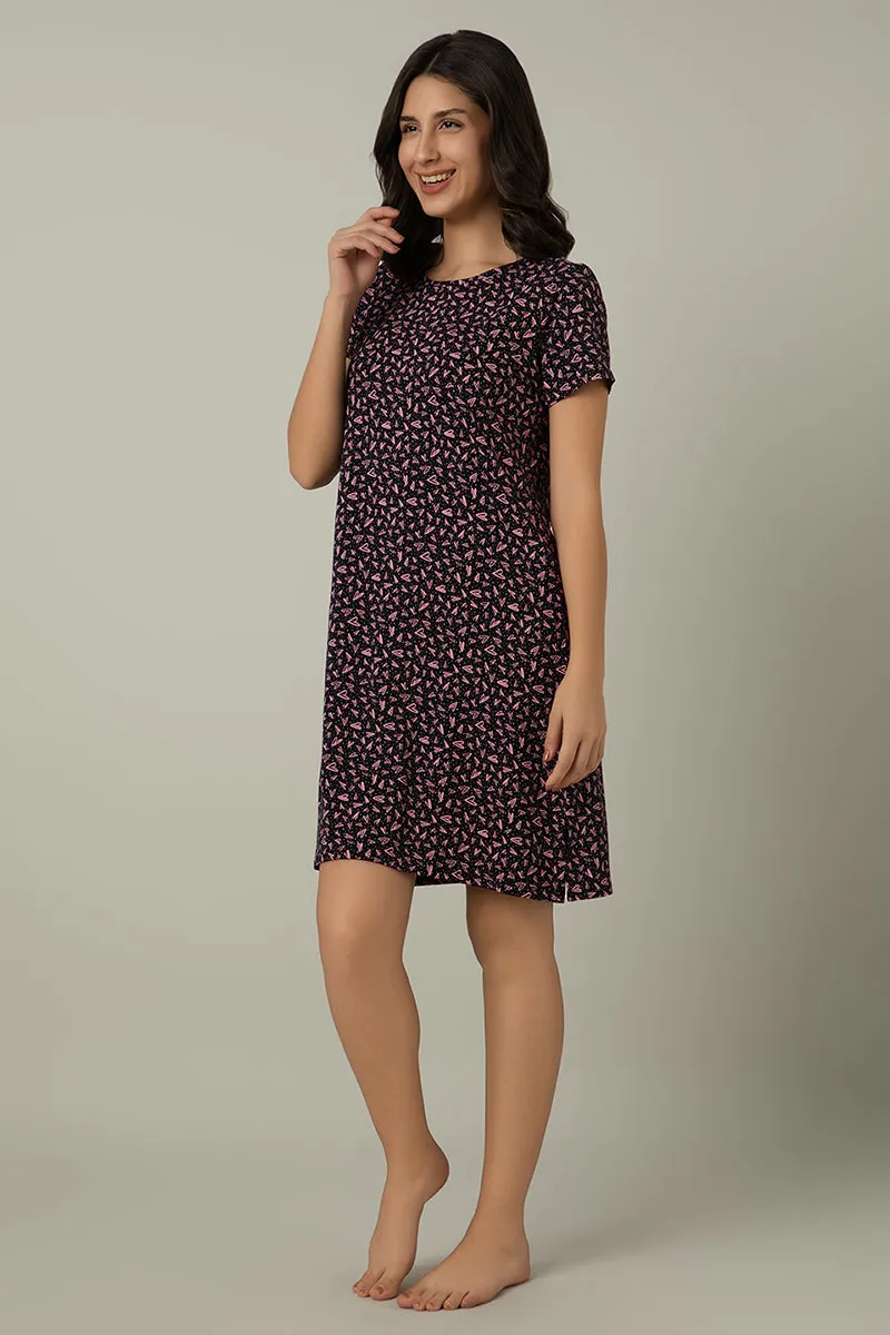 Comfort Sleep Dress - Polka Heart Print