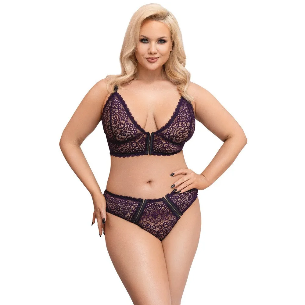 Cottelli Curves Delicate Lace Bralette And Briefs