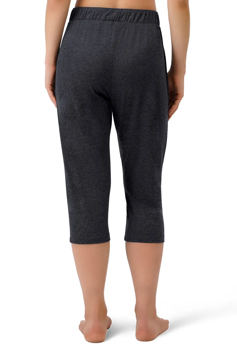 Cotton Blend Capri Pants - Charcoal