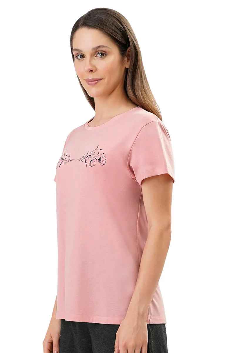 Cotton Blend Sleep T-shirt - Bridal Rose