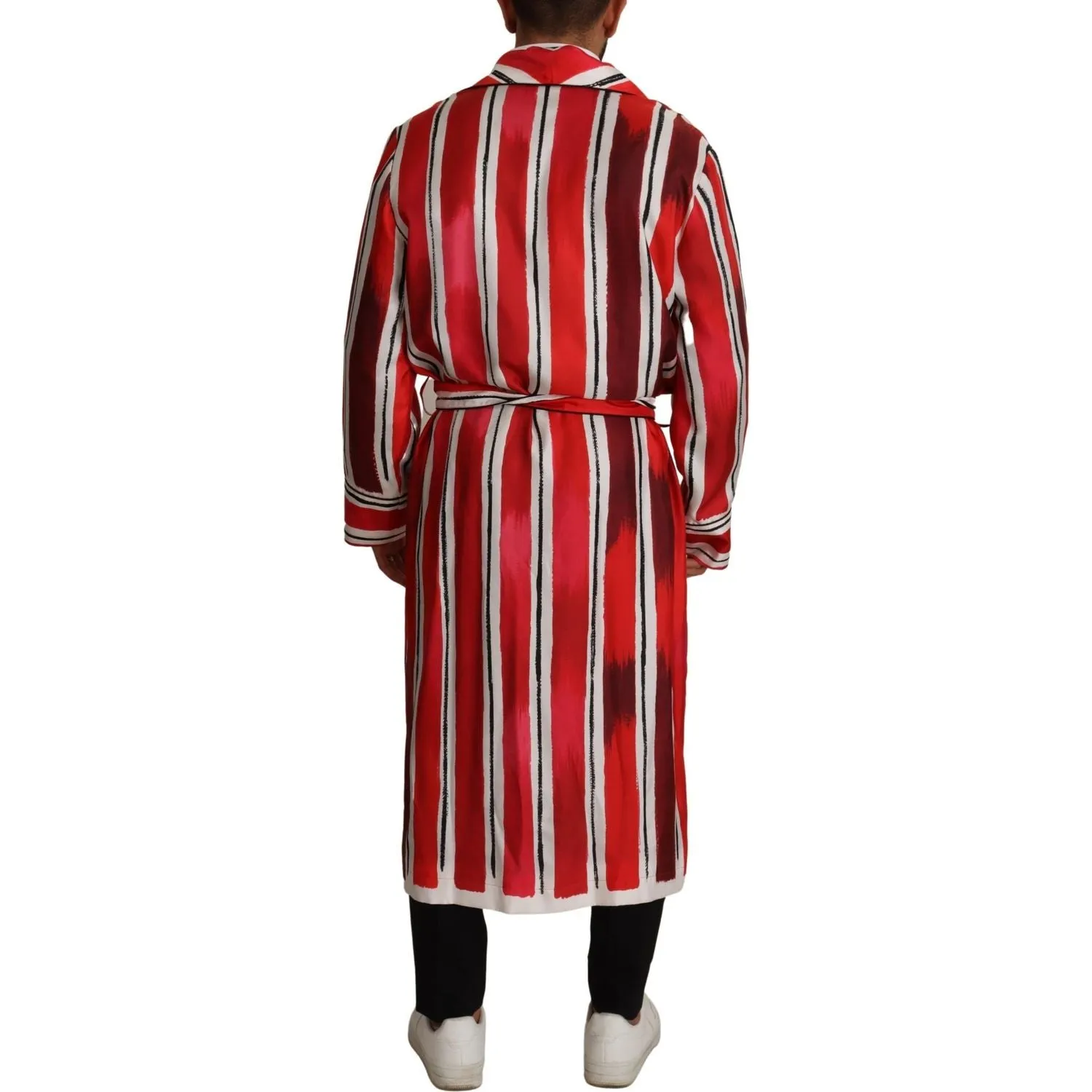 Dolce & Gabbana Chic Striped Silk Sleepwear Robe