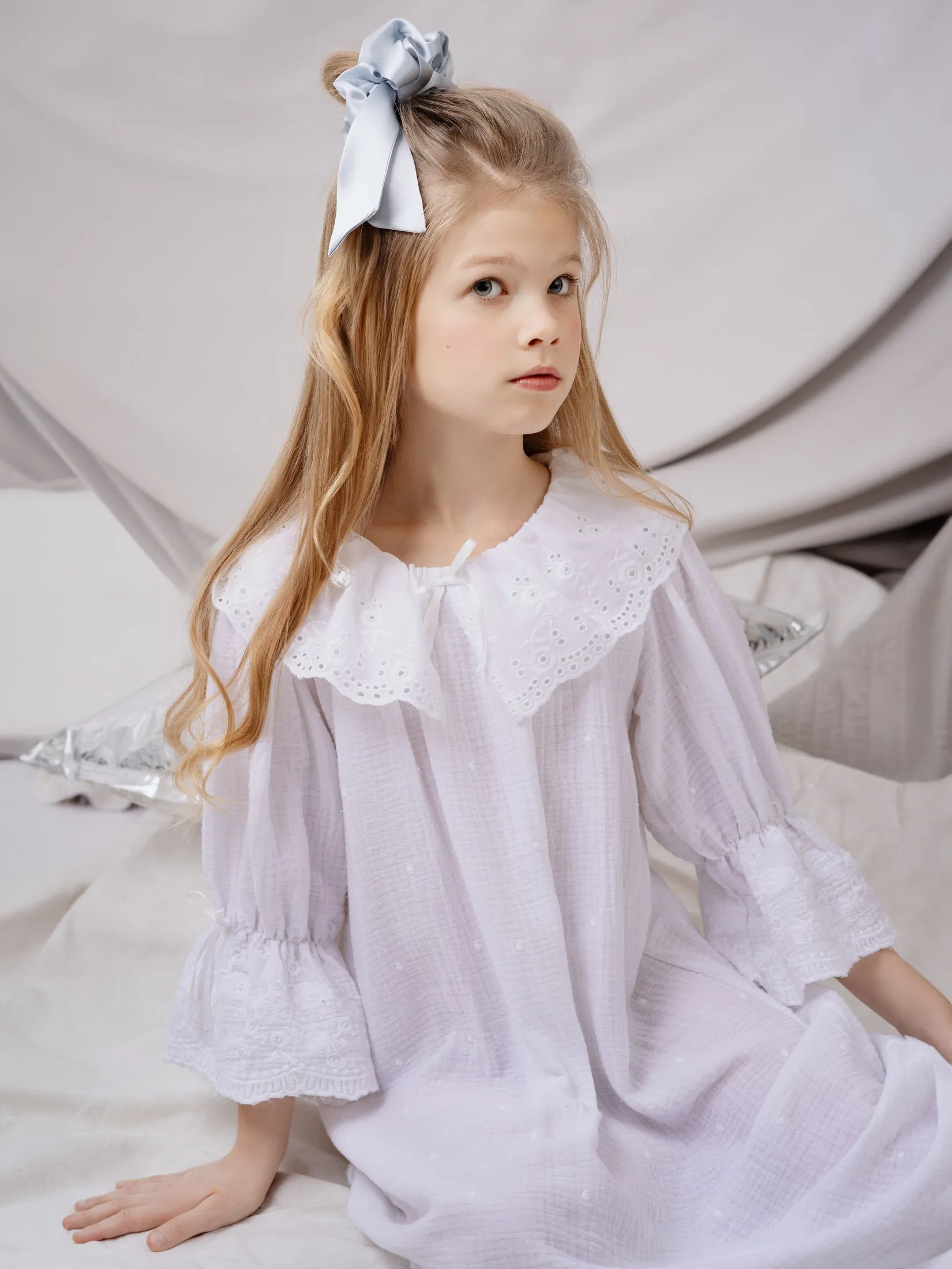 ELIZABETH GIRLS' COTTON NIGHTDRESS WHITE