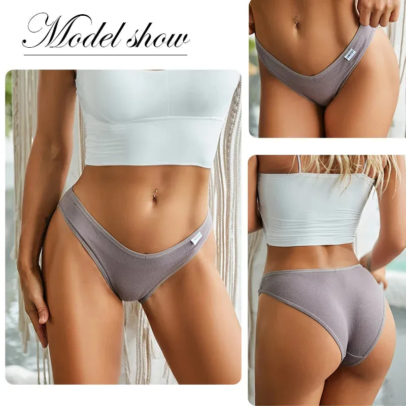 FINETOO M-4XL Cotton Panties Women's V Waist Underwear Plus Size Briefs Ladies Low-Rise Underpants Comfortable Panties Lingerie