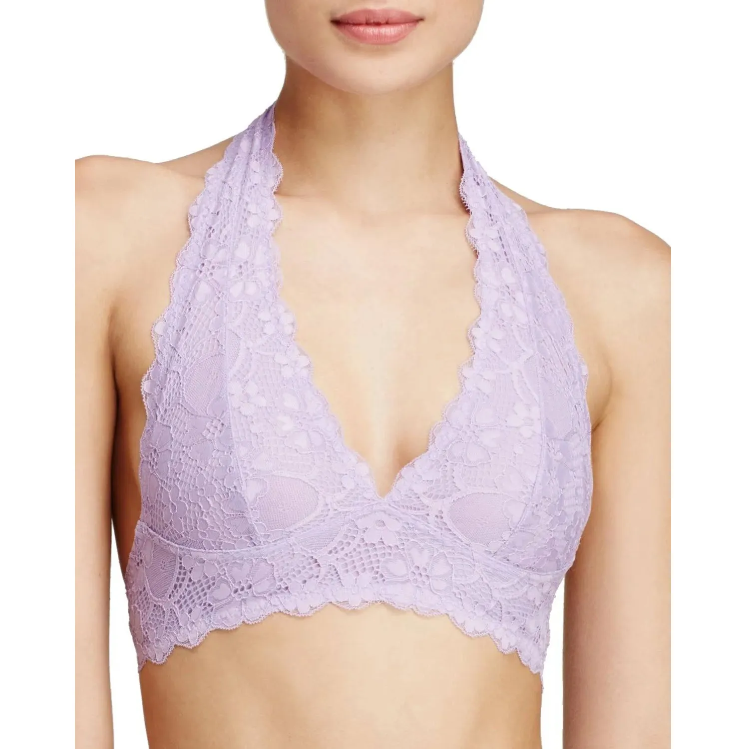 Free People Galloon Lace Halter Bralette Paradise Purple