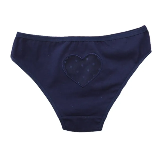 Hollow Out Heart Panties Low-Waist Underpants Comfortable Cotton Mix Briefs Underwear Lingerie