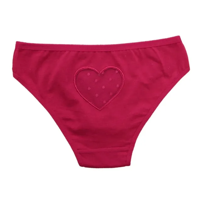 Hollow Out Heart Panties Low-Waist Underpants Comfortable Cotton Mix Briefs Underwear Lingerie