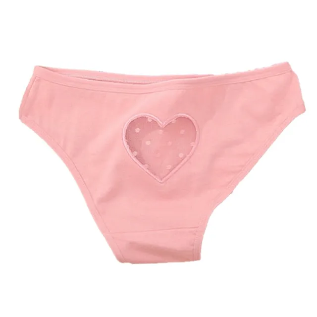 Hollow Out Heart Panties Low-Waist Underpants Comfortable Cotton Mix Briefs Underwear Lingerie