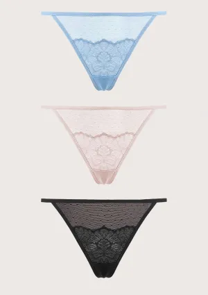 HSIA Blossom Lace String Thongs 3 Pack