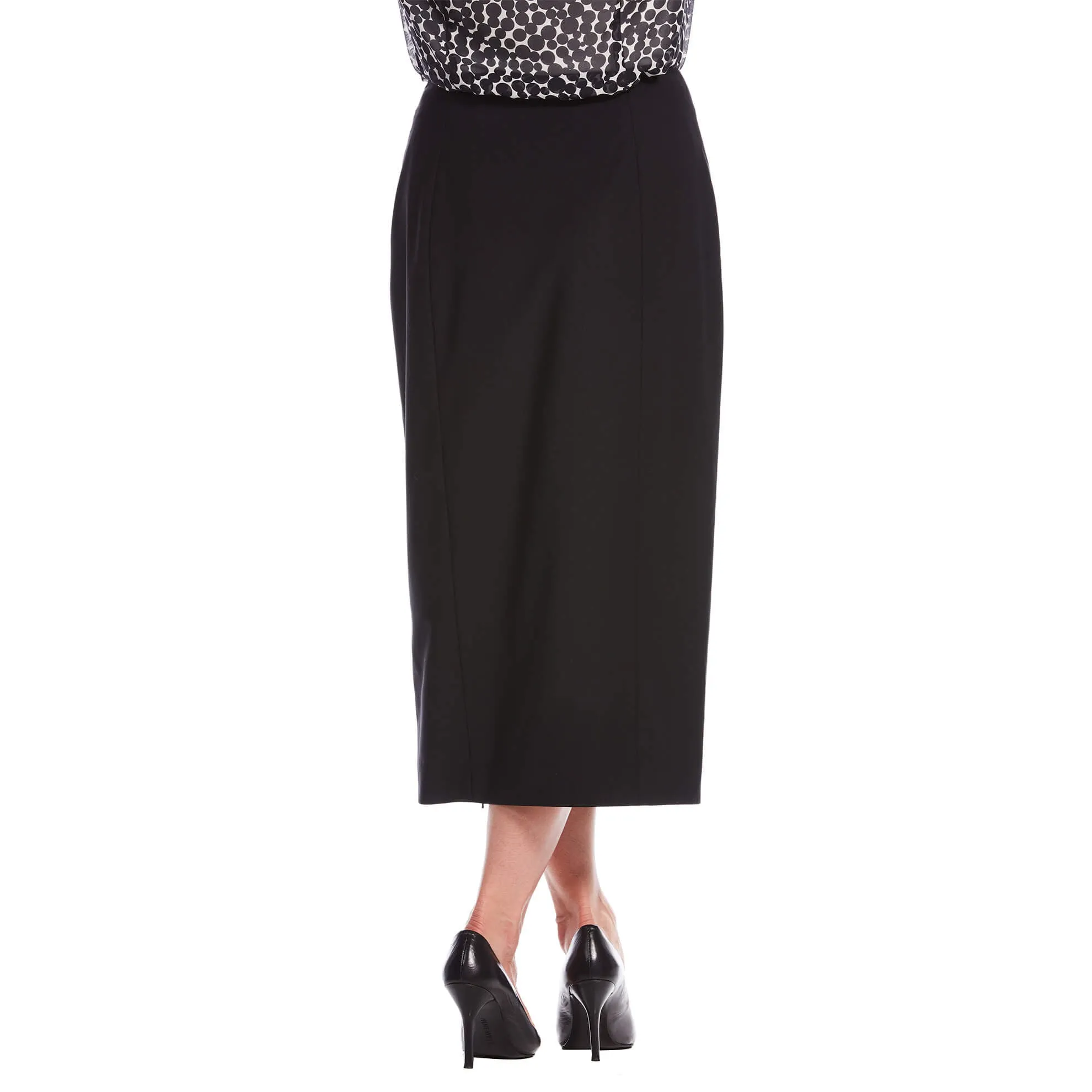 J. Peterman Women's High Waisted Zip Slit Pencil Skirt in Black