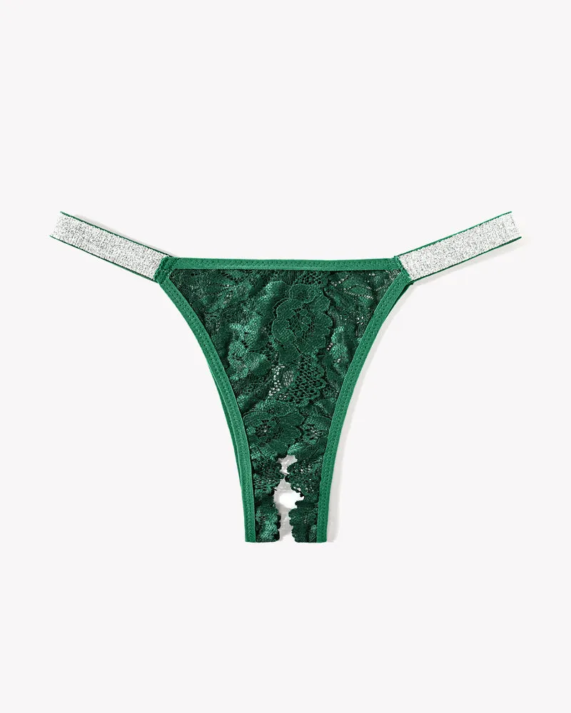 Lace Low Rise Panties with Shine Strap