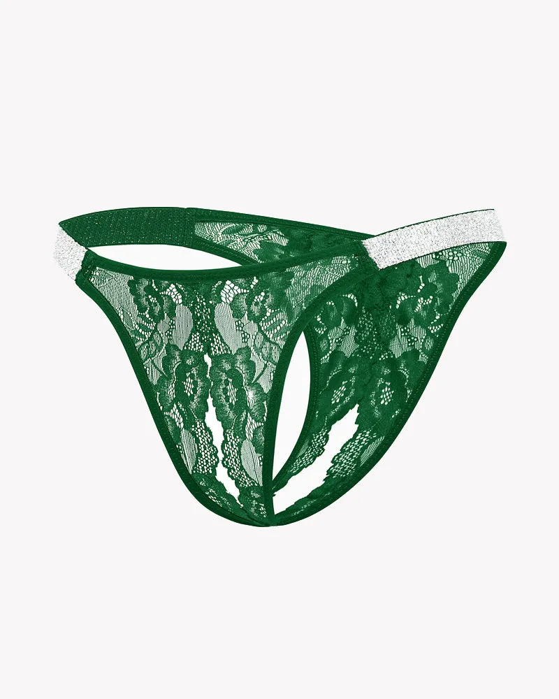 Lace Low Rise Panties with Shine Strap