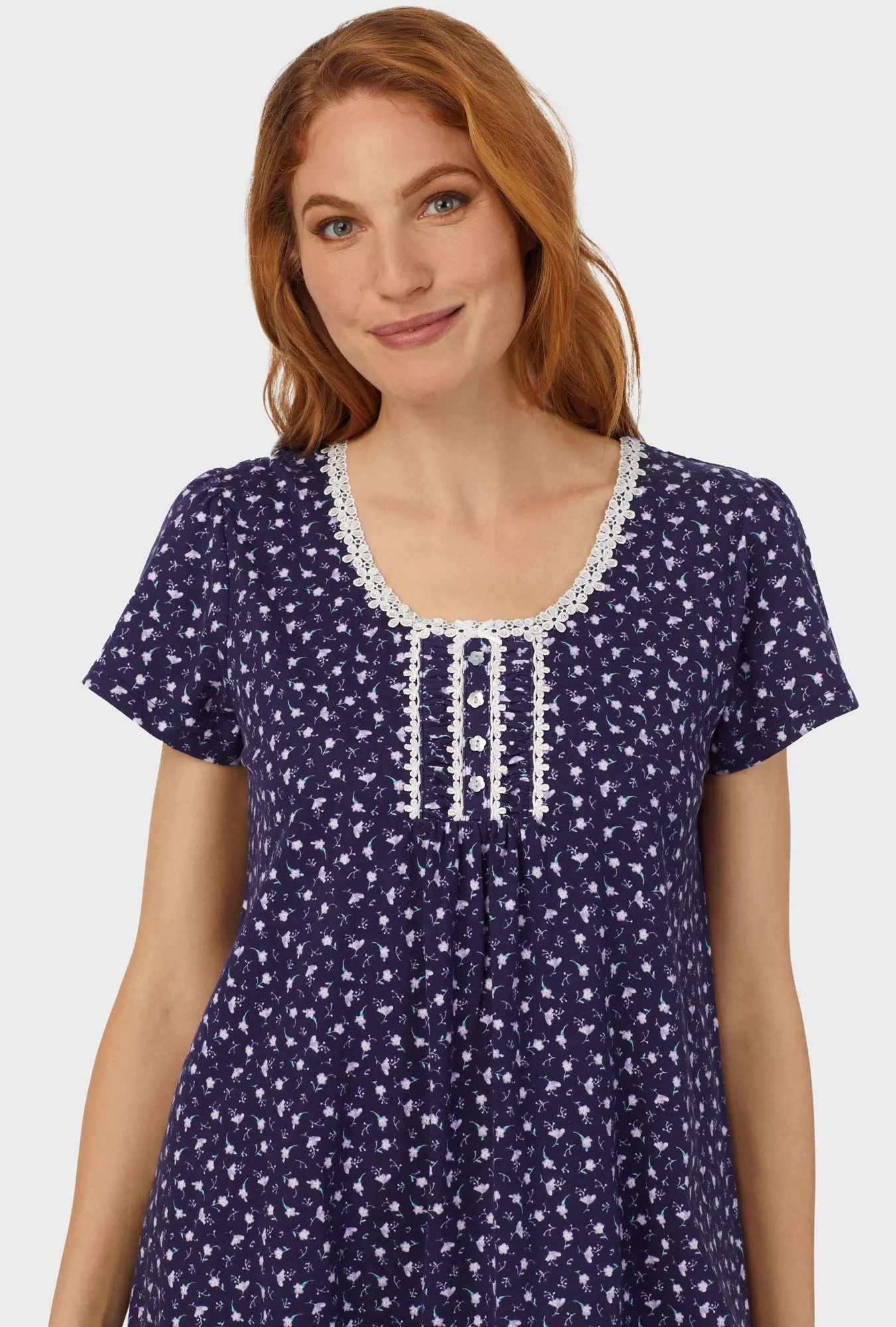 Midnight Blue Ditsy Floral Cap Sleeve Nightshirt