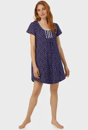 Midnight Blue Ditsy Floral Cap Sleeve Nightshirt