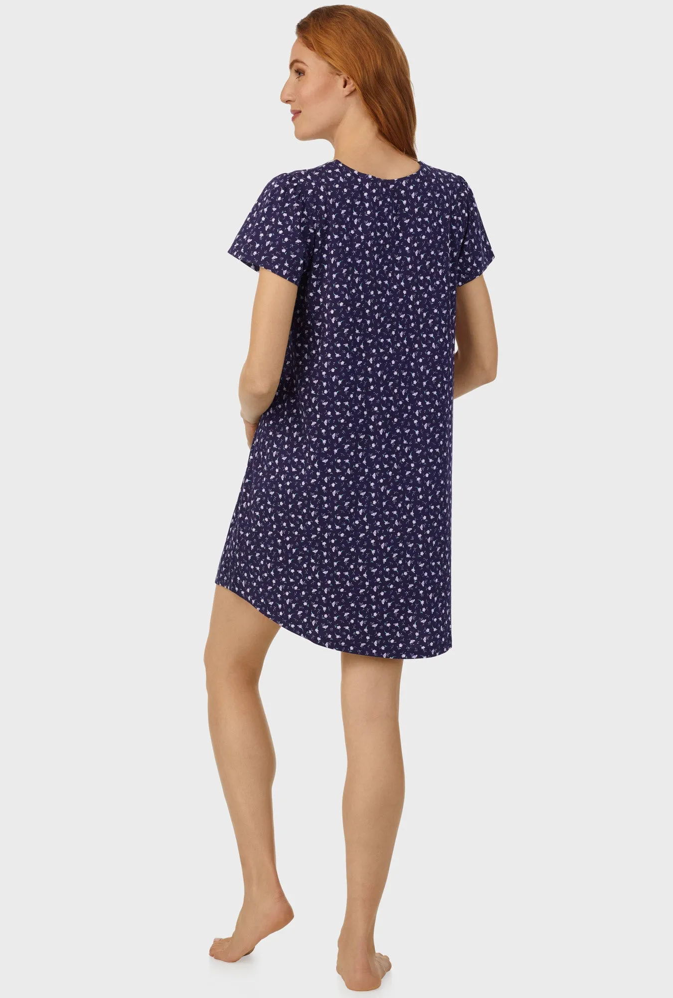 Midnight Blue Ditsy Floral Cap Sleeve Nightshirt