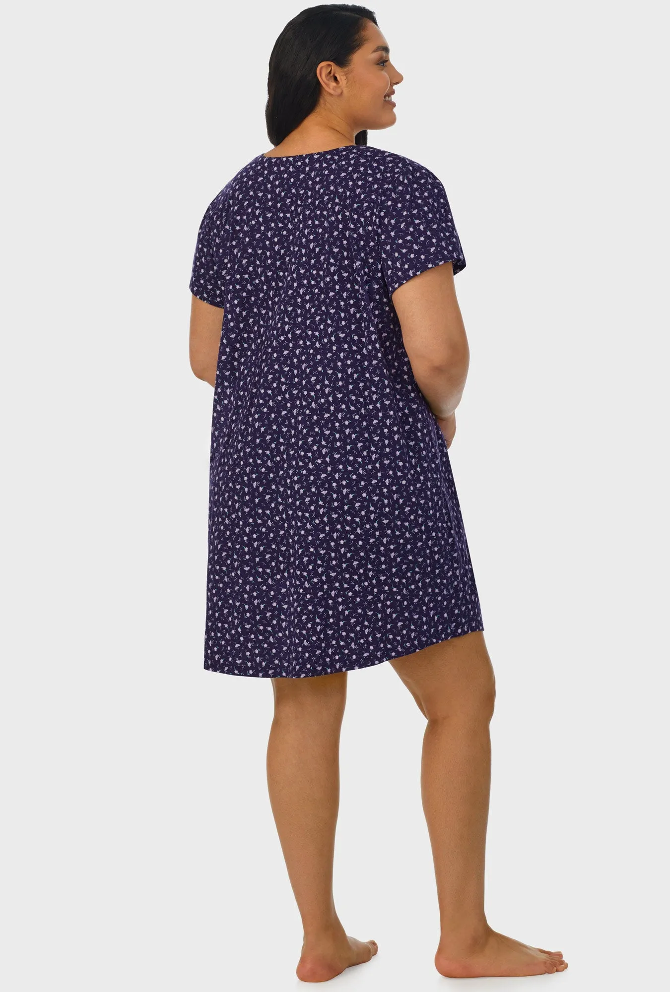 Midnight Blue Ditsy Floral Cap Sleeve Nightshirt