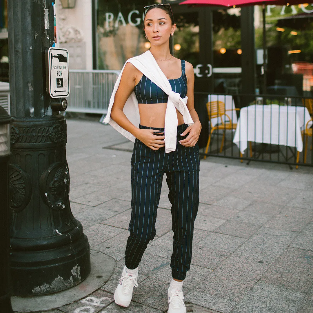 Momentum Bra, Navy Pinstripe