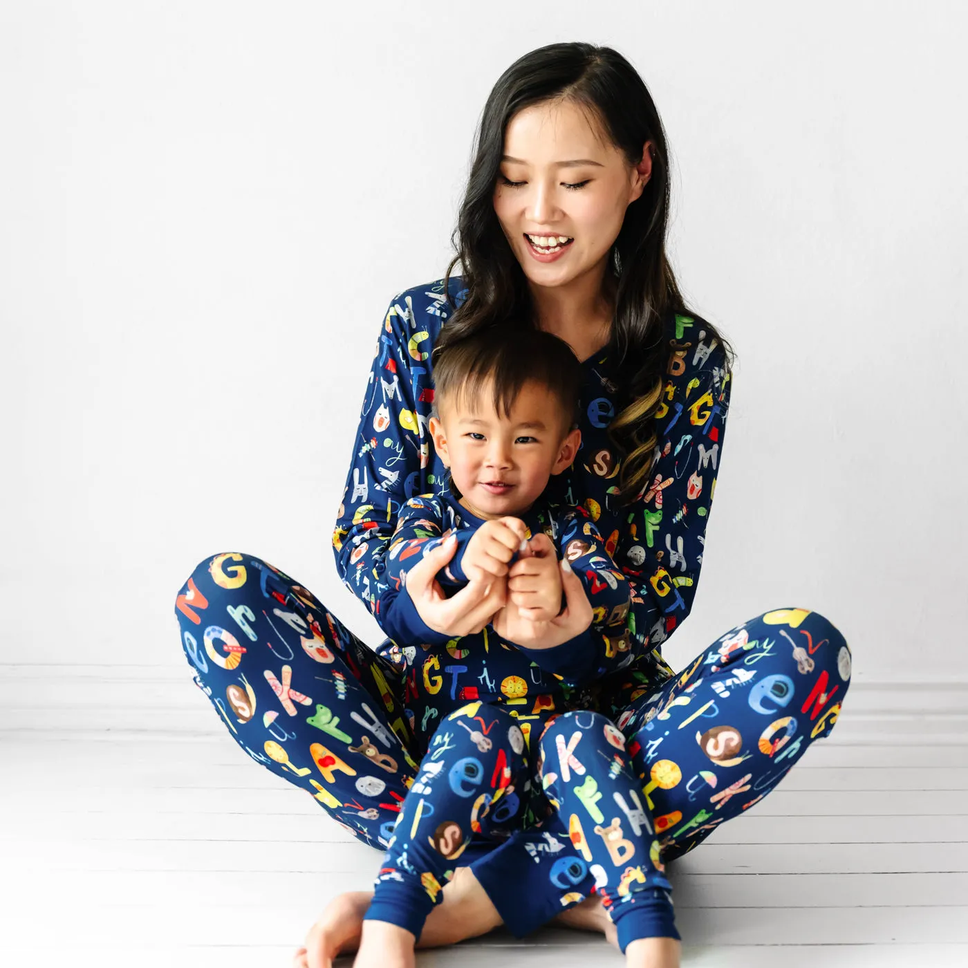 Navy Alphabet Friends Women's Pajama Top