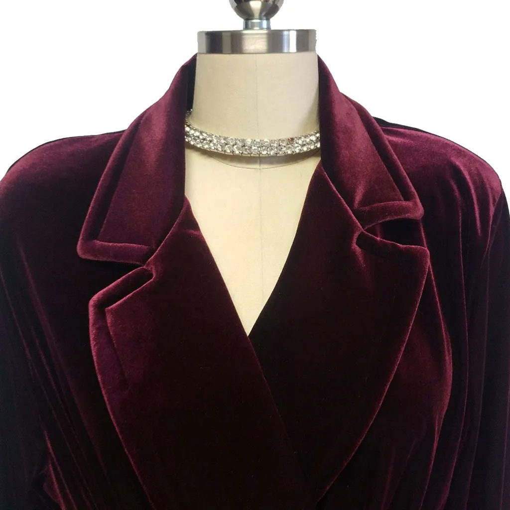 *NEW - DIAMOND TEA LUXURIOUS WRAP-STYLE VELVET VELOUR ROBE IN CLARET - SIZE SMALL #1  - WOULD MAKE A WONDERFUL GIFT!