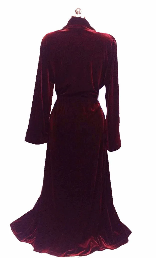 *NEW - DIAMOND TEA LUXURIOUS WRAP-STYLE VELVET VELOUR ROBE IN CLARET - SIZE SMALL #2  - WOULD MAKE A WONDERFUL GIFT!