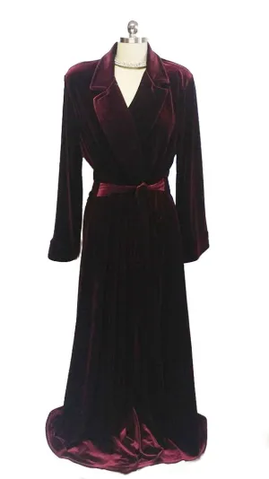 *NEW - DIAMOND TEA LUXURIOUS WRAP-STYLE VELVET VELOUR ROBE IN CLARET - SIZE SMALL #2  - WOULD MAKE A WONDERFUL GIFT!