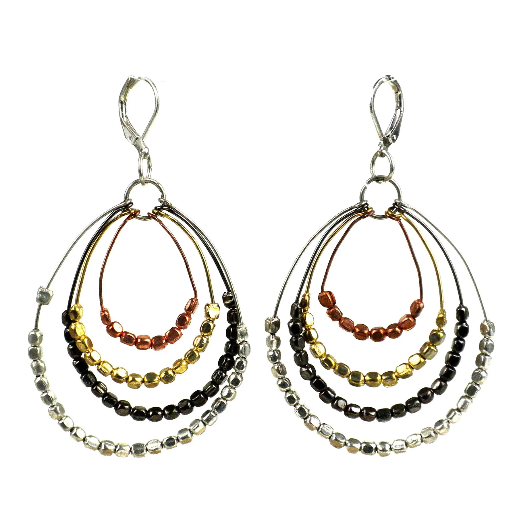 Ombre Metallic Tiered Loop Earrings WorldFinds