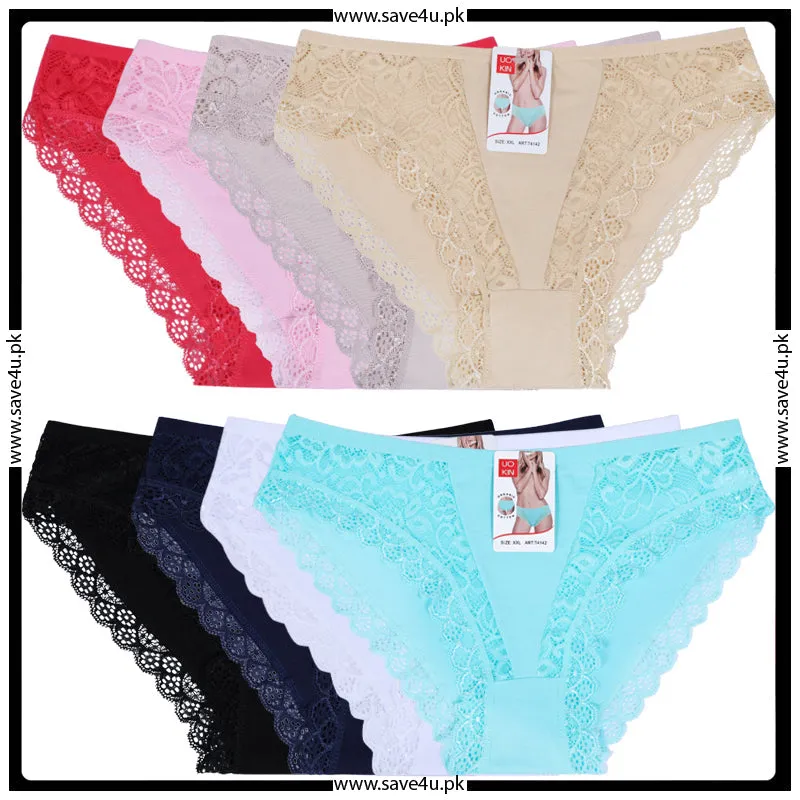 Pack of 2 Lace Trim Floral Lace Panties For Women