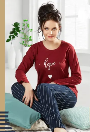 Red Winter Night suits nightwear set for ladies