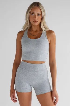 Signature Racer Back Crop - Marl Grey