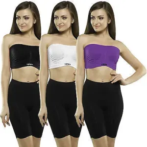 Tube Bra Set of 3pcs. in White - Black - Purple colours