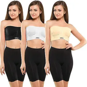 Tube Bra Set of 3pcs. in White - Black - Skin colours