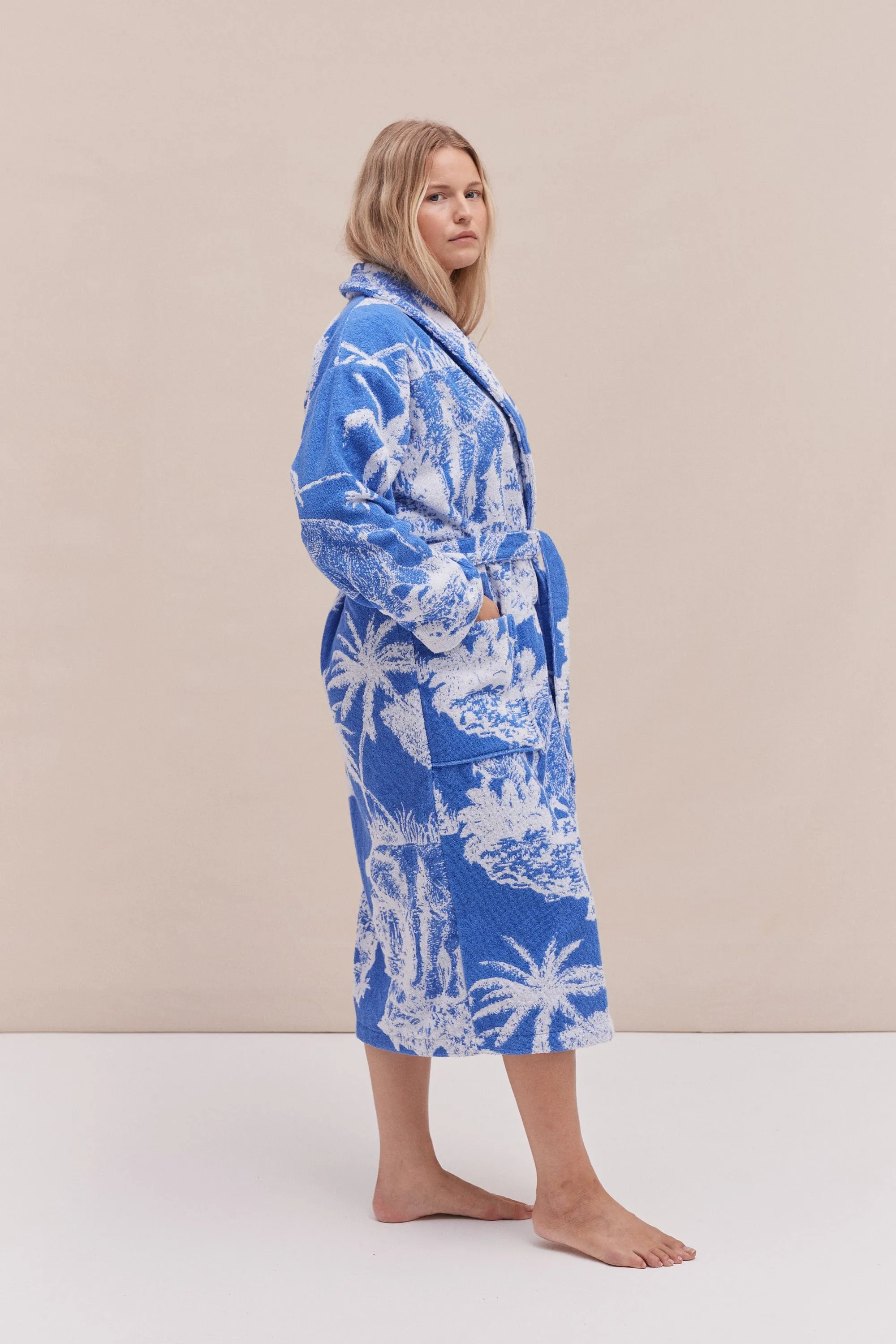 Unisex Towel Robe Loxodonta Print Blue