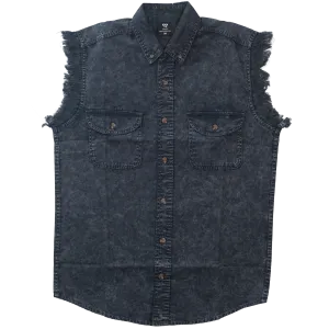 VB731 - Mens Cutoffs Charcoal Acid Wash Shirt