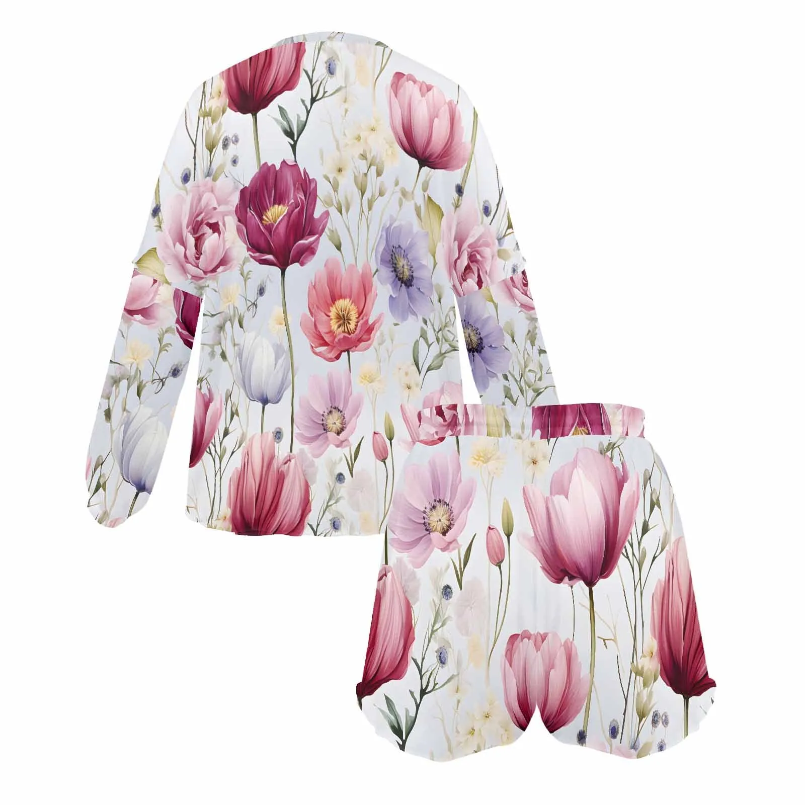 Wildflowers  Women's Long Sleeve Pajama Set with Shorts