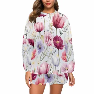 Wildflowers  Women's Long Sleeve Pajama Set with Shorts