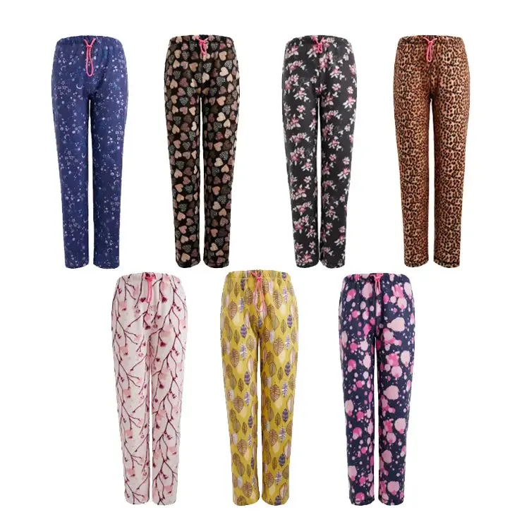 Women's Fleece Pajama Pants With Elastic Waistband