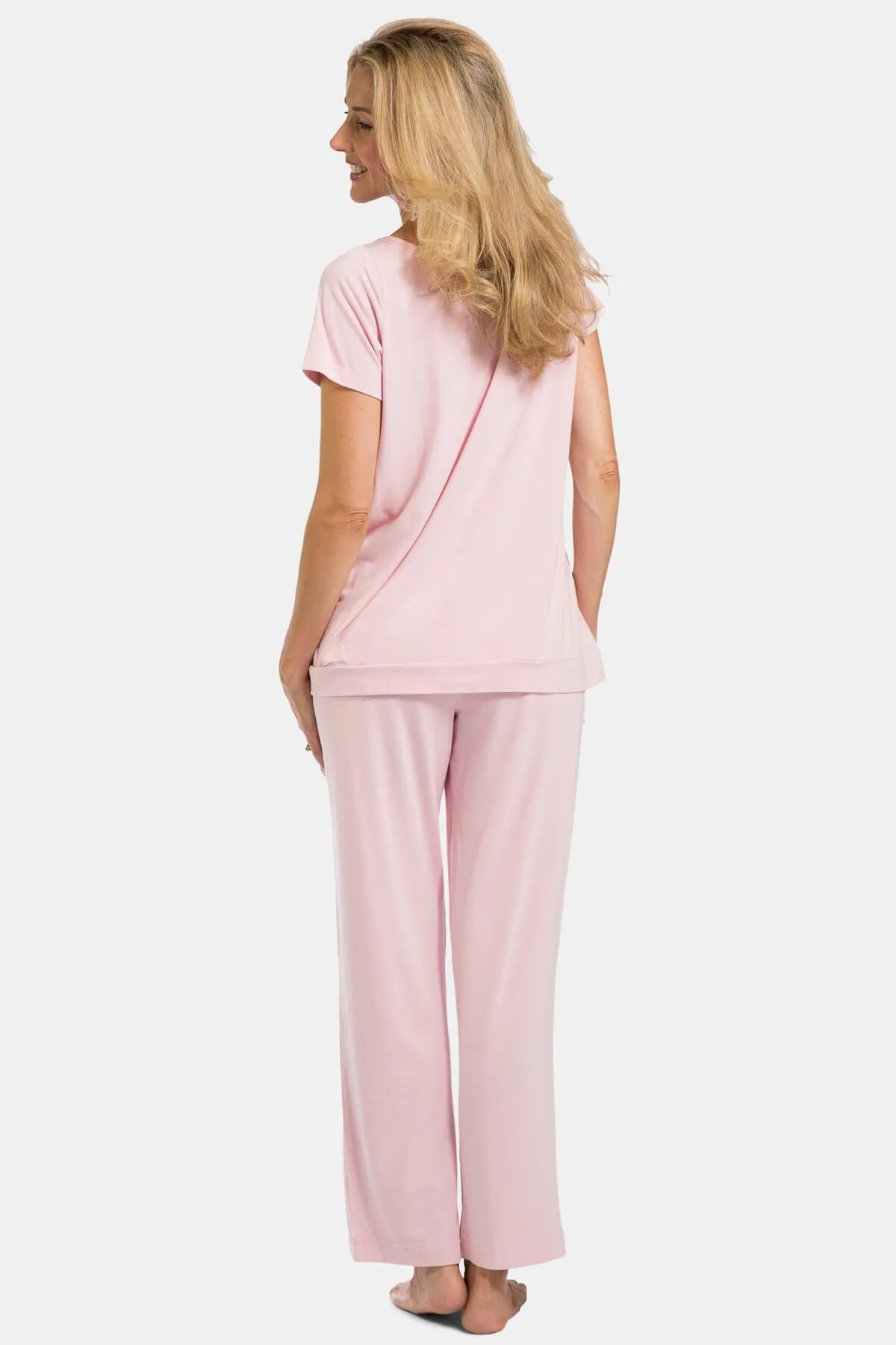 Women's Jersey Pajama Set with Gift Box- Short Sleeve Top and Full Length Pant