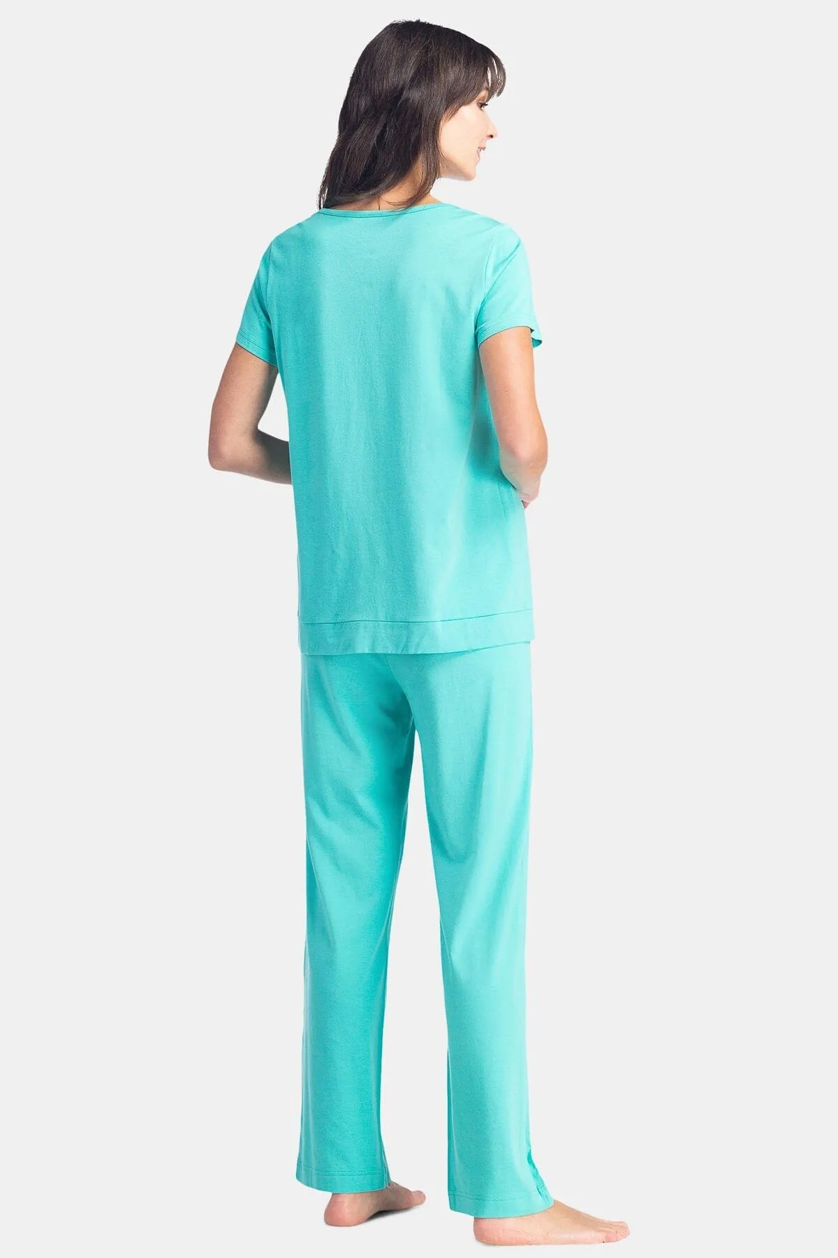 Women's Jersey Pajama Set with Gift Box- Short Sleeve Top and Full Length Pant