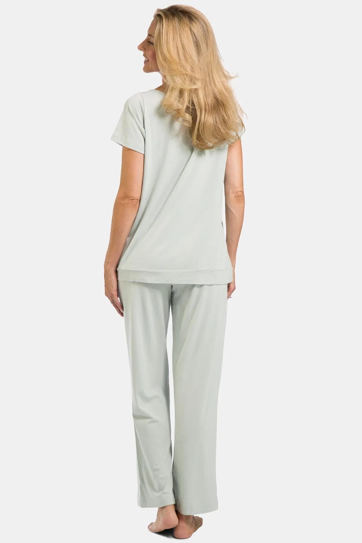 Women's Jersey Pajama Set with Gift Box- Short Sleeve Top and Full Length Pant